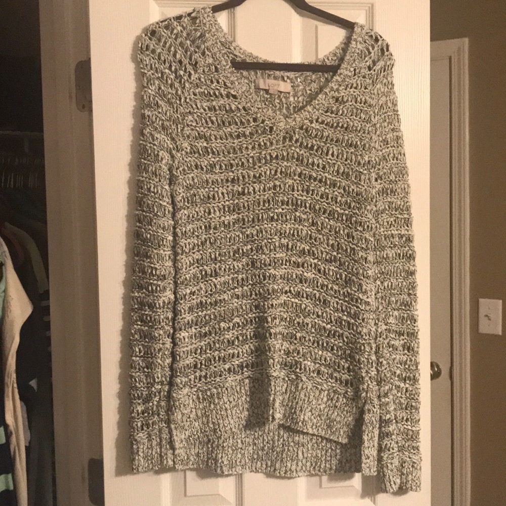 Loft white and black sweater